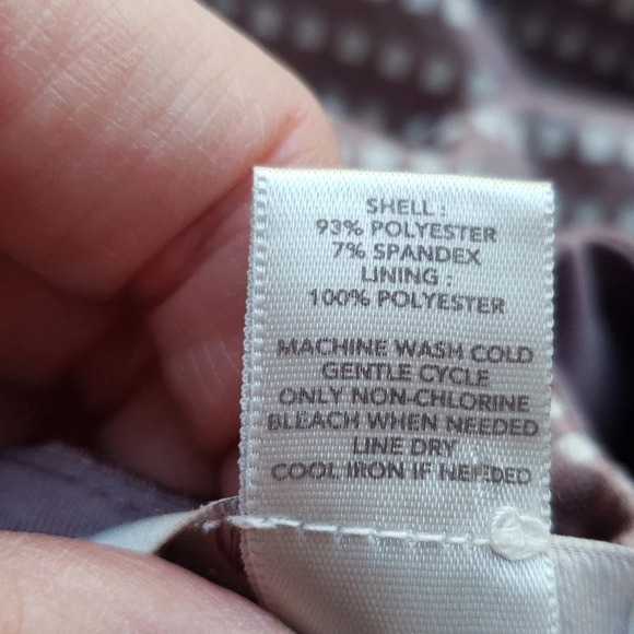 Loft Dress 8 Sleeveless Scalloped Tan White Gingham Plaid Office Career Wedding - Picture 12 of 12